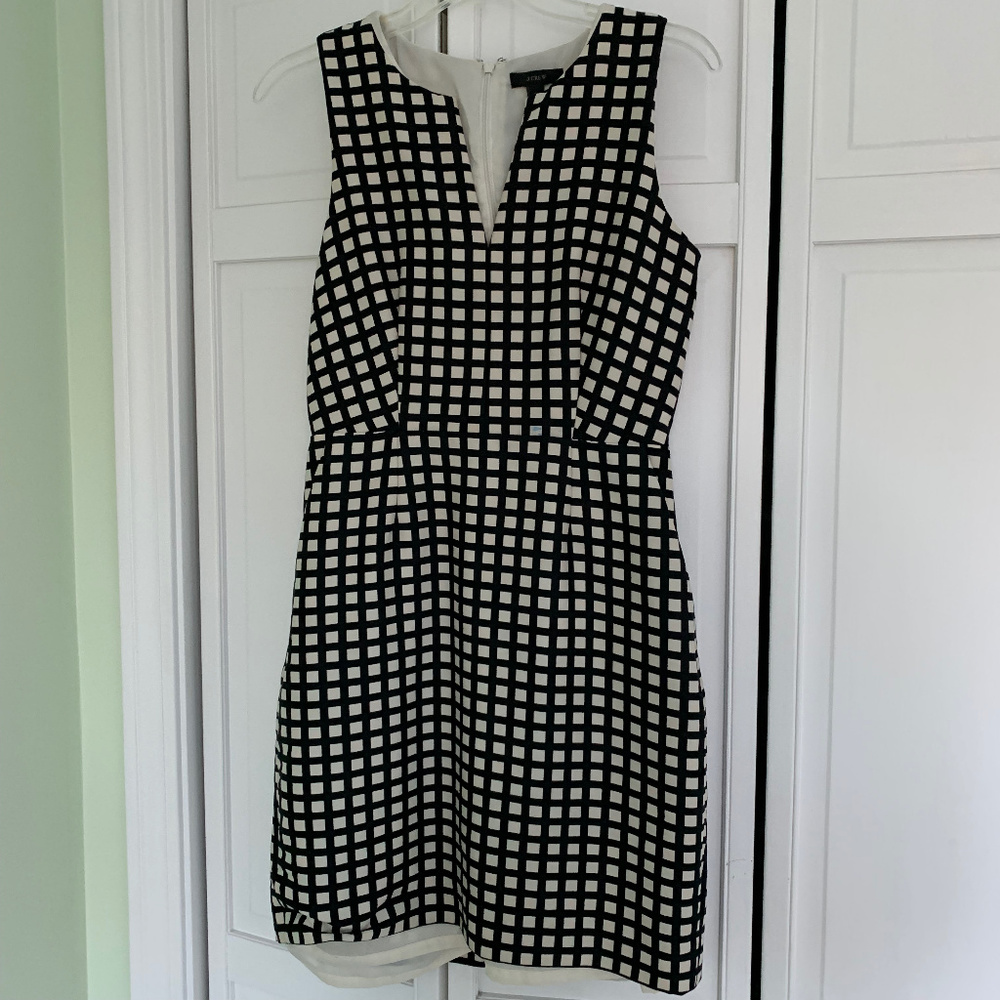 J. Crew Split-Neck Windowpane Dress (2)
